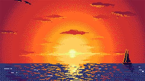 Pixel Sunset Digital Art Wallpaper, HD Artist 4K Wallpapers, Images and ...