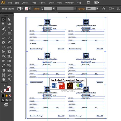 Gate Pass design format – Editable in MS word PDF adobe illustrator ...