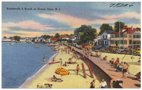 Boardwalk & beach at Ocean Gate, N. J. - Digital Commonwealth