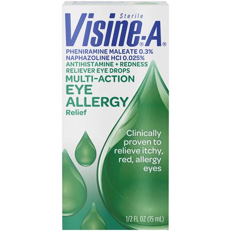 Visine -A Antihistamine + Redness Multi-Action Eye Allergy Reliever Eye ...