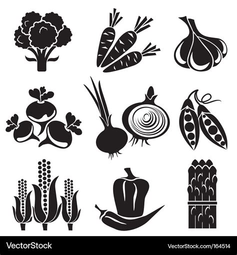 Vegetables icons Royalty Free Vector Image - VectorStock