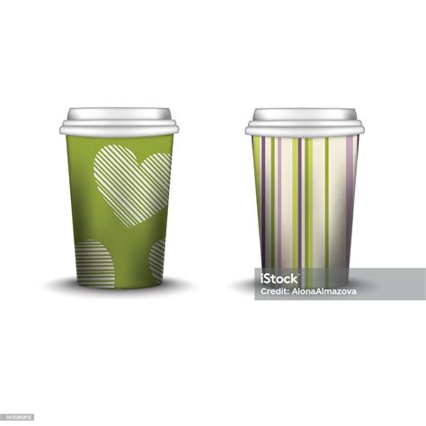 Cangkir Kopi Dengan Pola Template Ilustrasi Vektor Set Takeaway Mockup ...