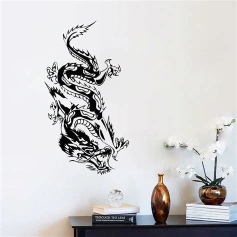 Oriental Dragon Wall Sticker Loong Wall Decal Morden Art Mural ...