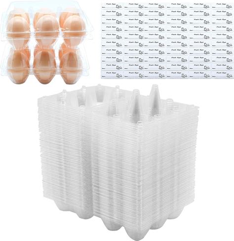 Amazon.com: FUNSUEI 120 Pack 6 Eggs Clear Plastic Egg Cartons Bulk ...