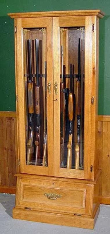 8-Gun Wood Gun Cabinet | Oak | Locking Double Doors – Premier Gun Cabinet