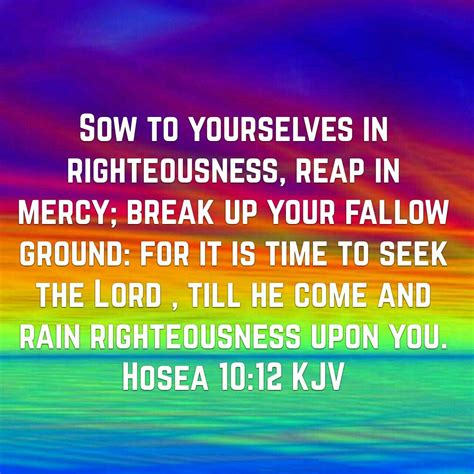 Hosea 10:12 Seek The Lord, Righteousness, Bible Scriptures, Kjv, Mercy ...