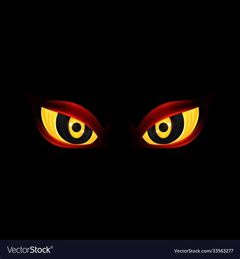 Scary glowing evil animal eyes in red and yellow Vector Image