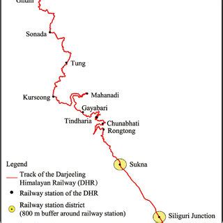 Route map of the Darjeeling Himalayan Railway (DHR). This route map was ...