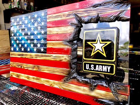 32"American Flag - US Army Patch Series – US Veteran Woodworks