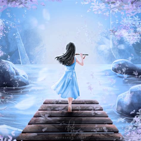 Girly Wallpaper 4K, Dream, Girl playing flute