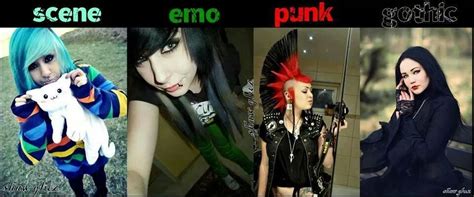 The differences of scene, emo, punk and goth | Emo goth, Emo, Scene emo