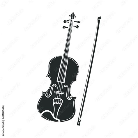 Music Fiddle Icon Silhouette Illustration. Musical Instrument Vector ...