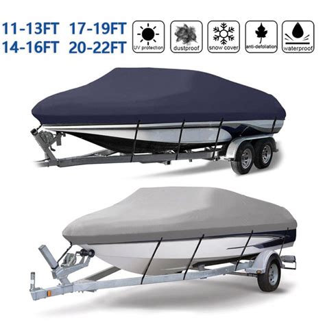 Waterproof Heavy Duty Boat Cover Protector Dustproof Trailerable V-Hull ...