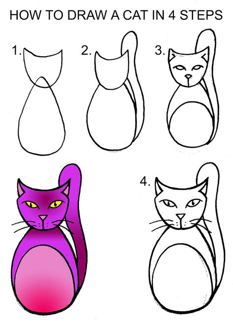 Cartoon Cat Drawing Step By Step : How To Draw A Cartoon Cat Printable ...