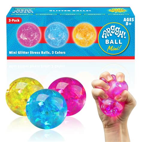 Mini Fidget Squishy Glitter Balls| Stress Reducing Anxiety Relieving ...