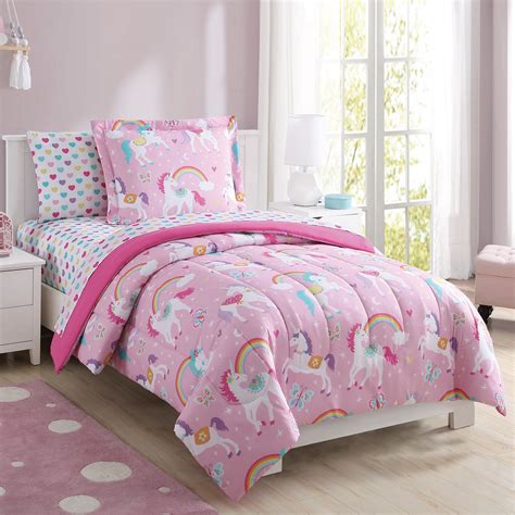 Your Zone Rainbow Unicorn Bed-in-a-Bag Coordinated Bedding Set, Pink ...