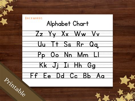 Backwards ABC Chart / Printable Alphabet Chart / Alphabet Chart ...