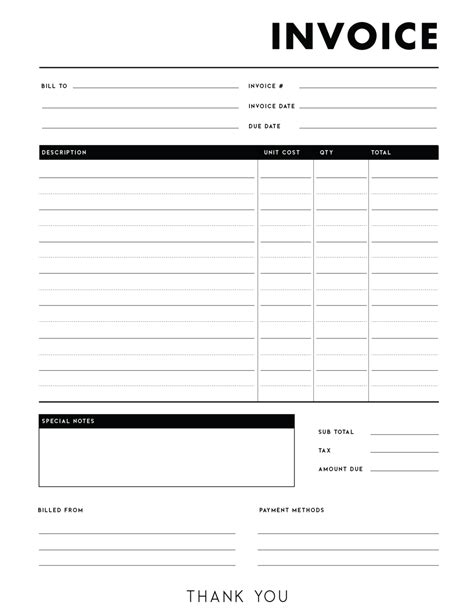 Free Invoice Templates PDF - World of Printables