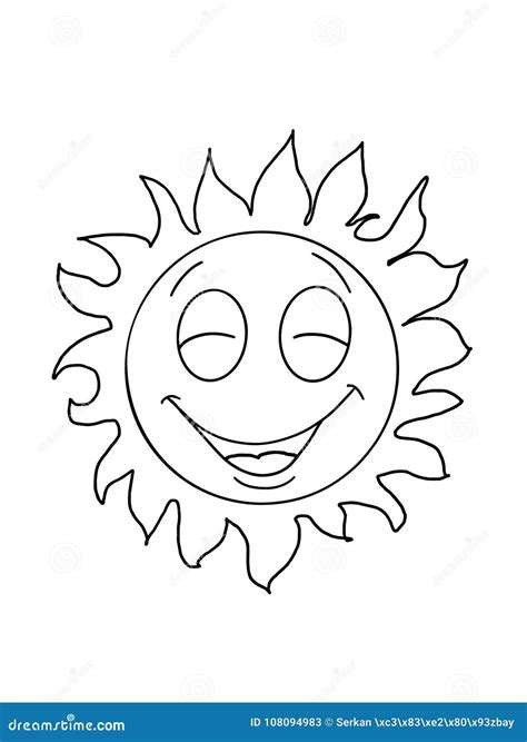 Cute Sun Smiling And Happy Illustration Drawing Cartoon And White ...