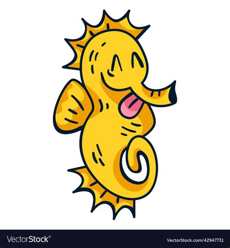 Funny seahorse cartoon high quality Royalty Free Vector