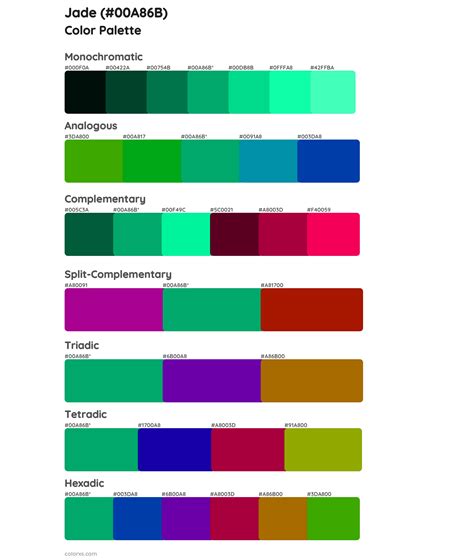 Jade color palettes - colorxs.com