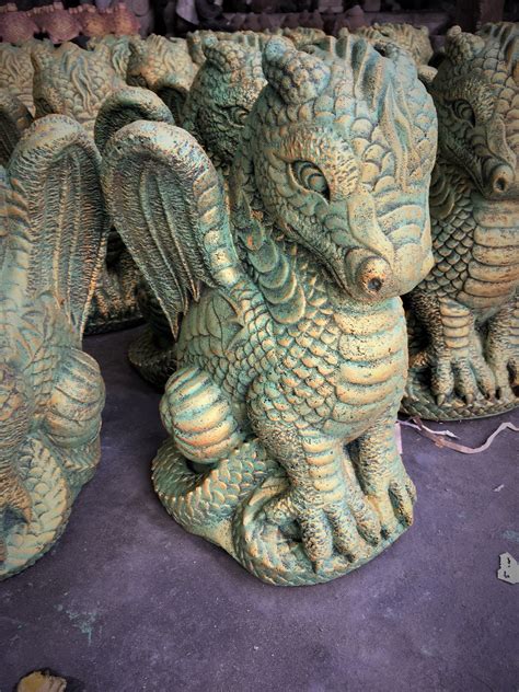 Concrete Sitting Dragon Garden Statue – Bali Mystique