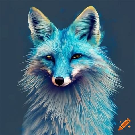 Abstract blue fox art with splashes of colors and textures on Craiyon