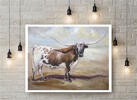 Texas Longhorn Cow Print Cattle Western Art Longhorn - Etsy | Cow wall ...