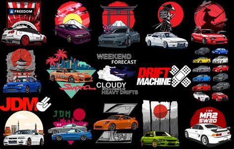 Provide 70 jdm cars designs bundle for dtf dtg t shirts by Al_atas | Fiverr