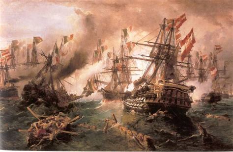 The battle of Lissa. The first naval battle armored squadrons