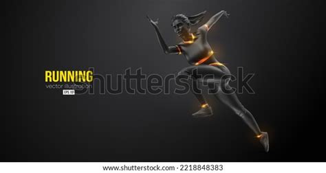 Abstract Silhouette Running Athlete On Black Stock Vector (Royalty Free ...