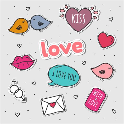 Love Stickers Set Vector | Imprimibles de amor, Decoracion cartas de ...