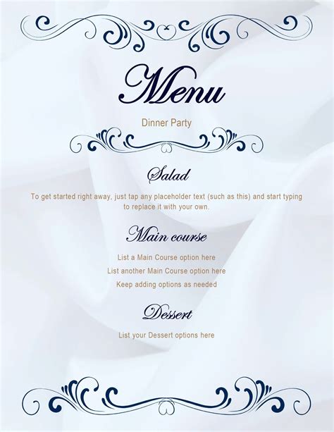 Menu Templates Free Printable