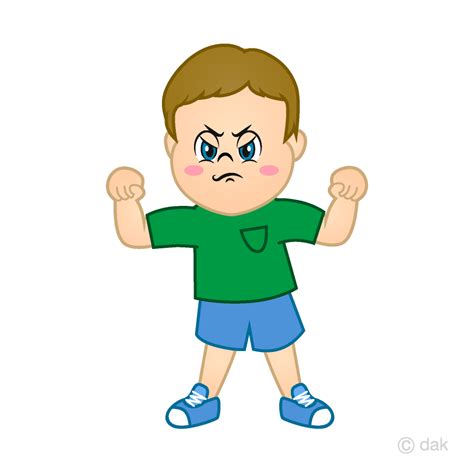 Angry Boy Cartoon Free PNG Image｜Illustoon