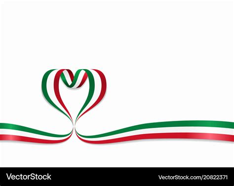 Italian flag heart-shaped ribbon Royalty Free Vector Image