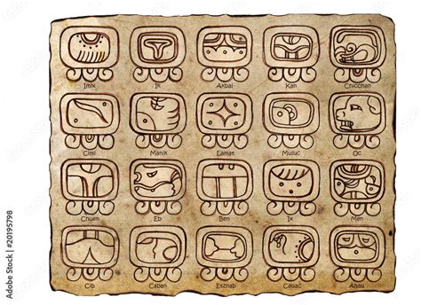 Mayan Calendar: Symbols and Day Names Stock Photo | Adobe Stock