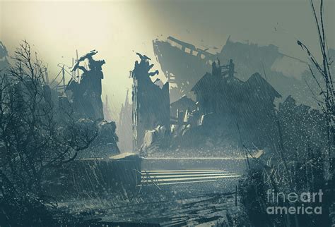 Abandoned City In Heavy Rainlandscape Digital Art by Tithi Luadthong ...