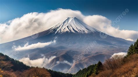 Background Gunung Fuji Jepang Langit Cerah Dengan Awan Mendung Di ...