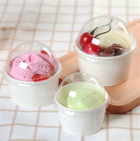 50pcs 3/5/8oz disposable ice cream paper cup double PE coated white ...