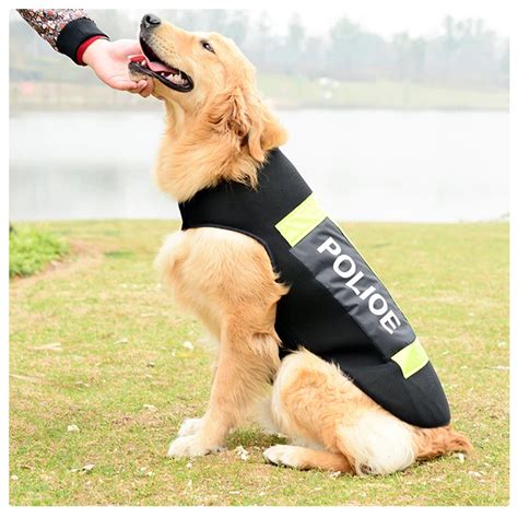 New Large Dogs Wear Uniforms Pet Police Uniform Reflective Vest Large ...