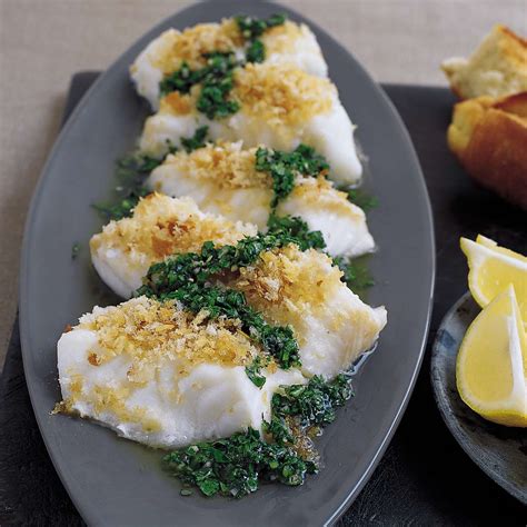 Roasted Halibut with Fresh Herb Sauce Recipe - Gayle Pirie, John Clark