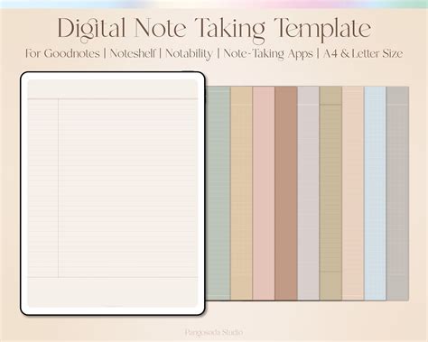 Digital Note Taking Template Digital Writing Paper, Goodnote Template ...