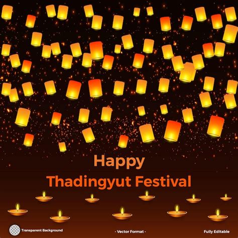 Premium Vector | Full moon day of thadingyut festival background with ...