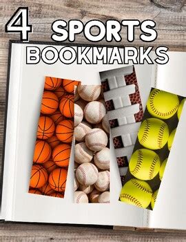 4 Sports Bookmarks / Printable Bookmarks / PDF by Two Suns Studio