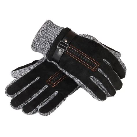 Warm Winter Gloves Winter Men Suede Warm Gloves Black -in Men's Gloves ...