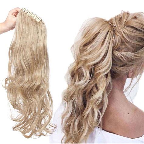 S-noilite Long Curly Claw Jaw Clip Ponytail Extension Synthetic Clip in ...