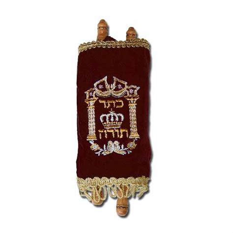 Small torah Scroll with Decorated Handles and an Embroidered Velvet ...