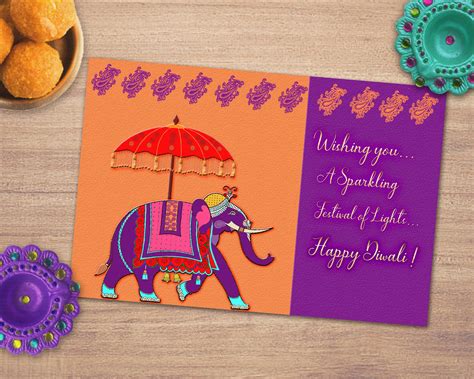 Printable Happy Diwali Card Diwali WishGreeting card Purple | Etsy