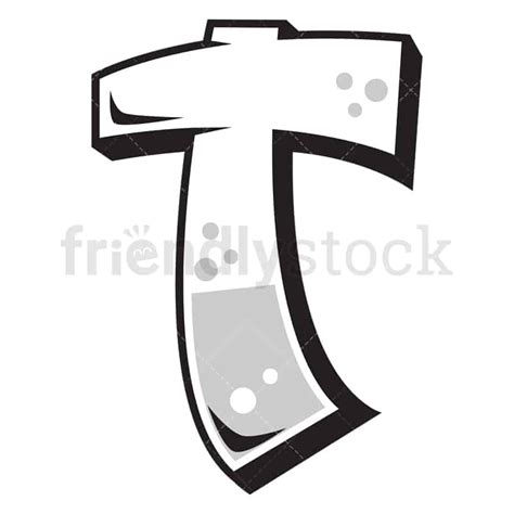 Graffiti Letter T Cartoon Vector Clipart - FriendlyStock