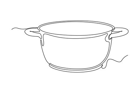 Single one line drawing cooking pot. Cooking utensil concept ...